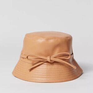 Urban Outfitters Faux Leather Bucket Hat in Tan